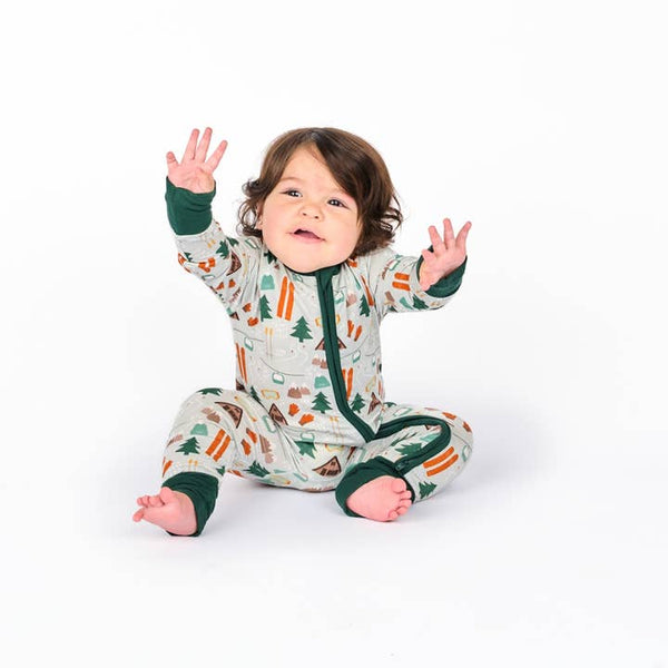 Bamboo Convertible Baby Pajamas - Ski Day