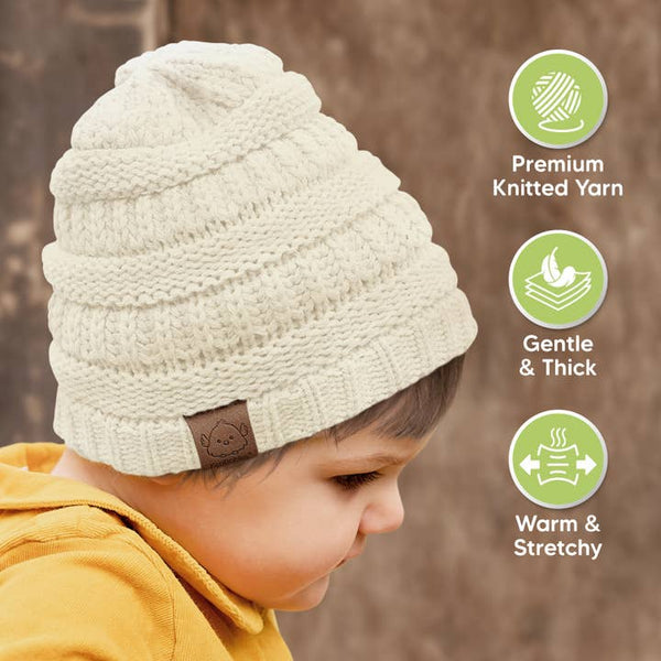 Baby Knitted Beanie - 3 Pack (Pale)