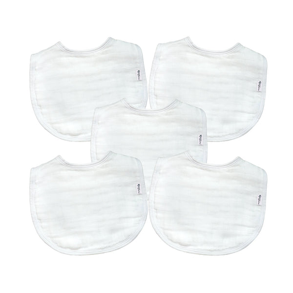 Organic Cotton Muslin Bibs (Pack of 5) - Various Colors