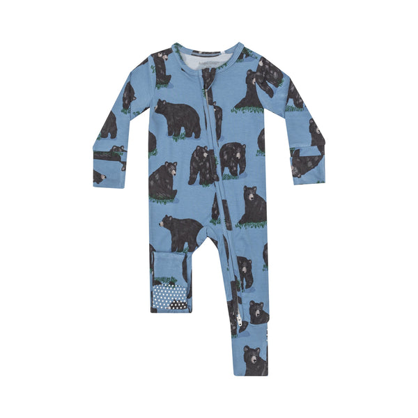 Bamboo Zipper Romper - Black Bear