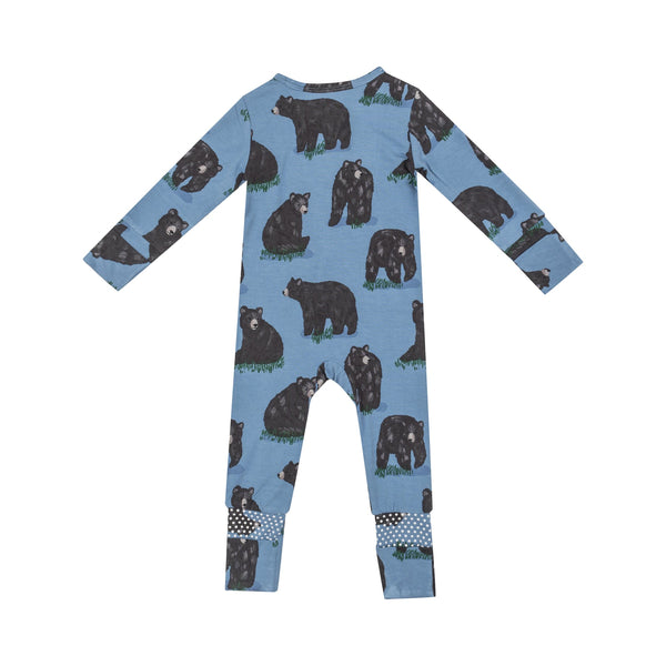 Bamboo Zipper Romper - Black Bear