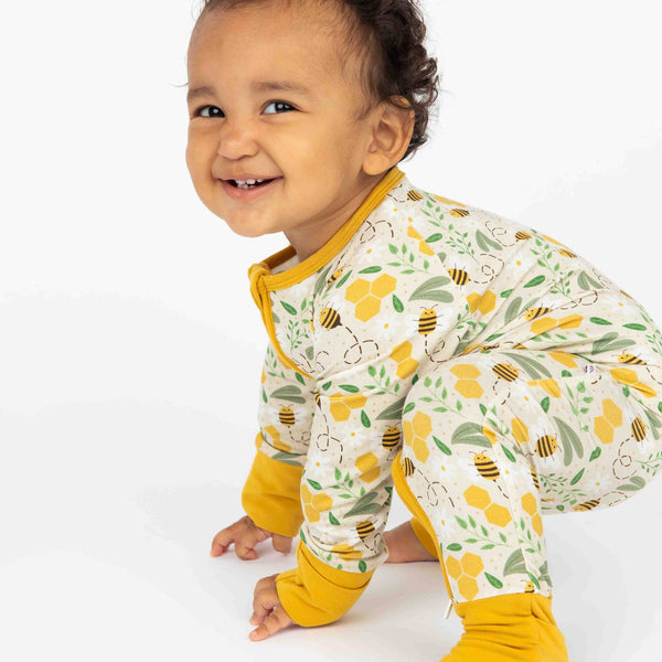 Bamboo Baby Convertible Romper - Happy Honey Bees