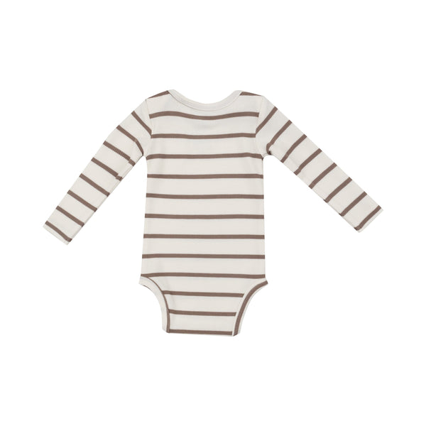 Ribbed Long Sleeve Bodysuit - Brown Stripe