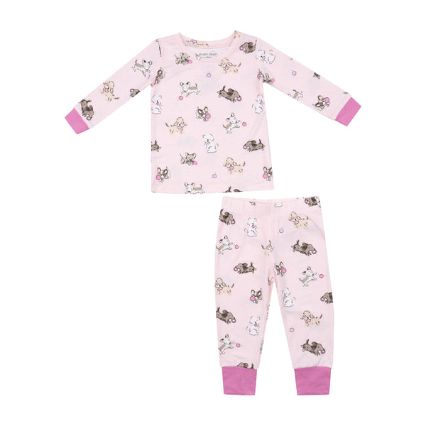 Long Sleeve Bamboo Loungewear Set - Fluffy Puppies