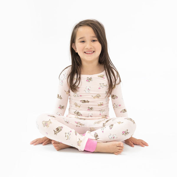 Long Sleeve Bamboo Loungewear Set - Fluffy Puppies