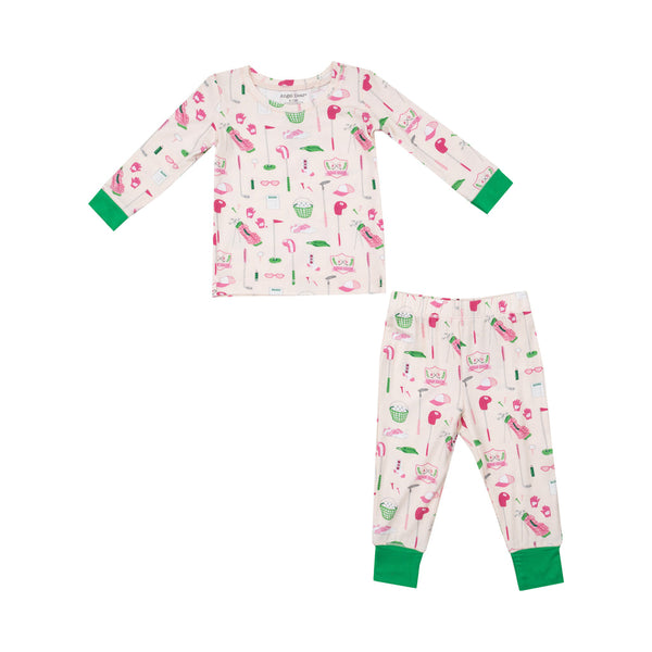 Long Sleeve Bamboo Loungewear Set - Golf Club Pink