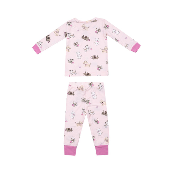 Long Sleeve Bamboo Loungewear Set - Fluffy Puppies