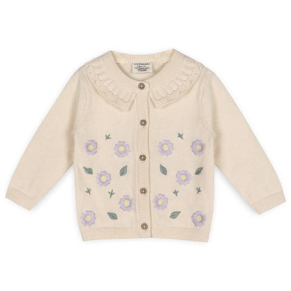 Organic Cotton Sweet Floral & Pointelle Knit Baby Cardigan