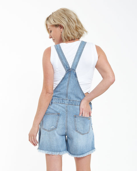 Denim Short Overalls - Pale Blue