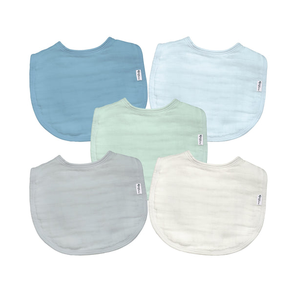 Organic Cotton Muslin Bibs (Pack of 5) - Various Colors