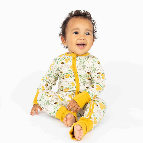 Bamboo Baby Convertible Romper - Happy Honey Bees