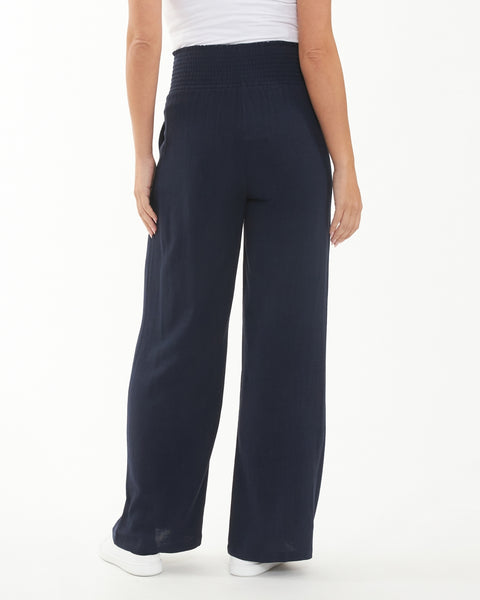 Marlow Shirred Pant - Navy