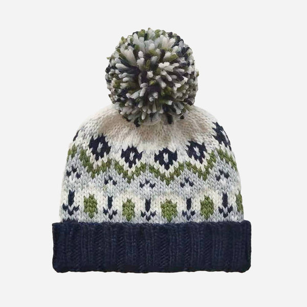 Fair Isle Knit Hat - Navy