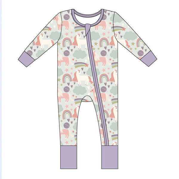 Bamboo Baby Convertible Romper - Magical Unicorns