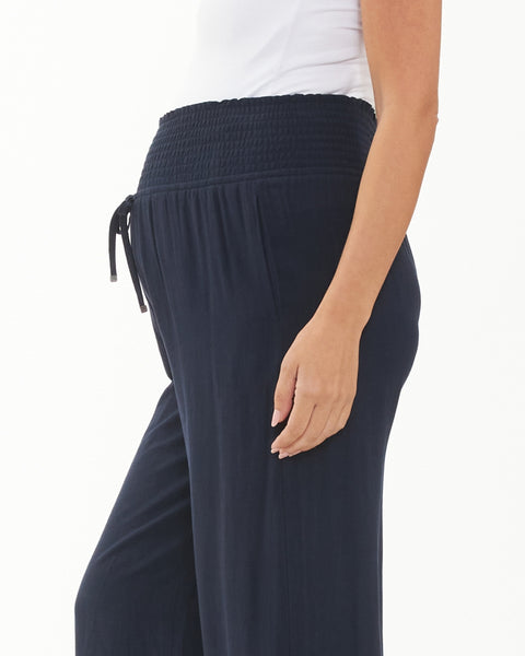 Marlow Shirred Pant - Navy