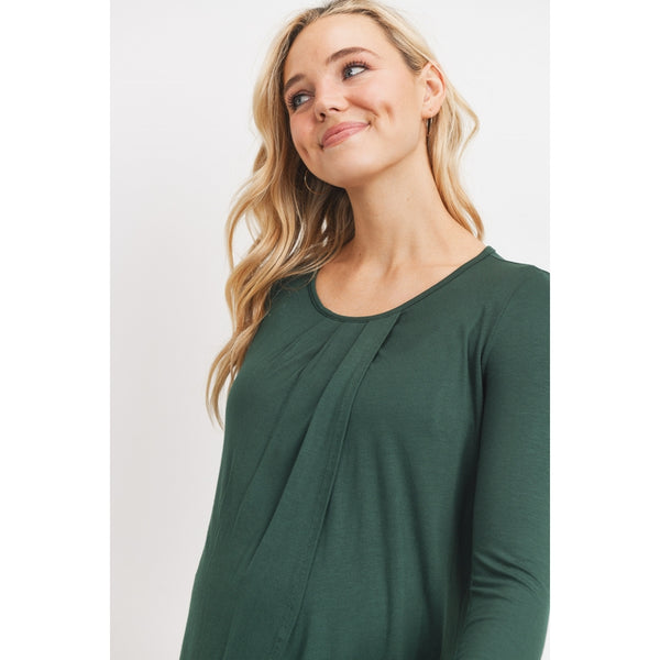 Overlap Jersey Knit Nursing Long Sleeve Top - Hunter Green