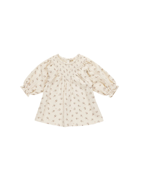 V Smocked Dress - Holly Berry