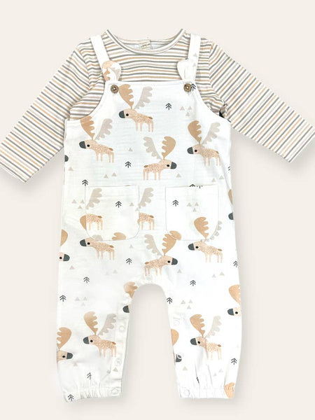 Moose Baby Overall & Bodysuit Set