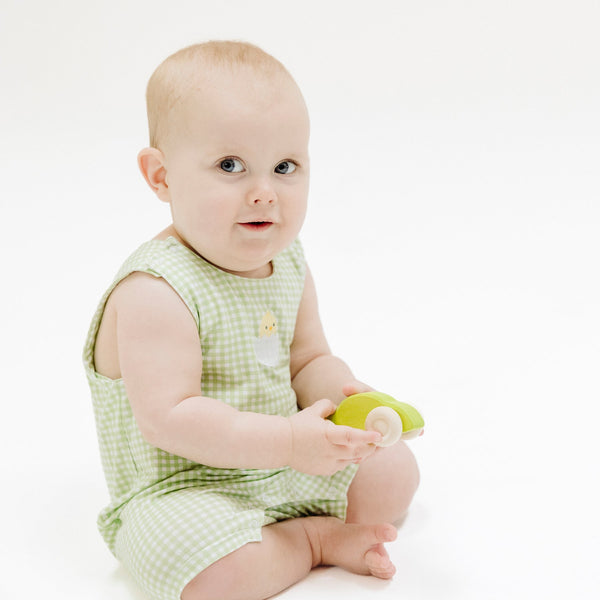 Shortie Romper - Mini Gingham Green Easter