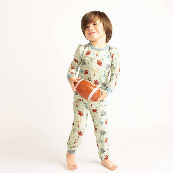 Bamboo Two Piece Long Sleeve Pajamas - Football Game Day