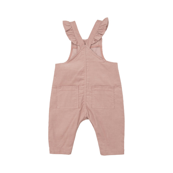 Ruffle Overalls - Cord Misty Rose