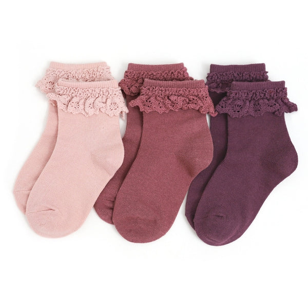 Lace Midi Socks 3 Pack - Sugar Plum