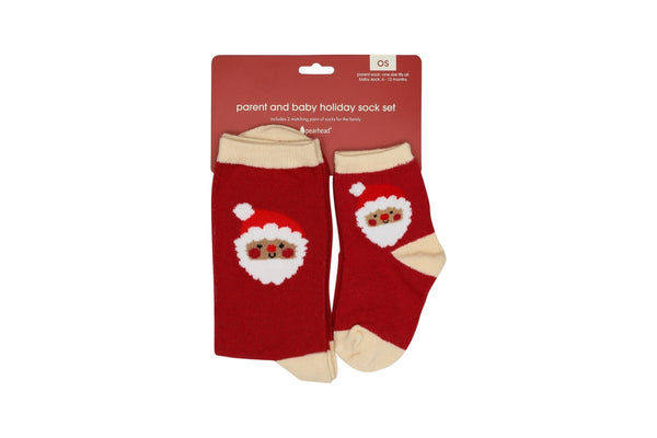 Parent & Baby Christmas Santa Holiday Sock Set