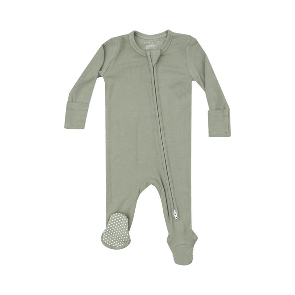 Bamboo Zipper Footie - Desert Sage Rib