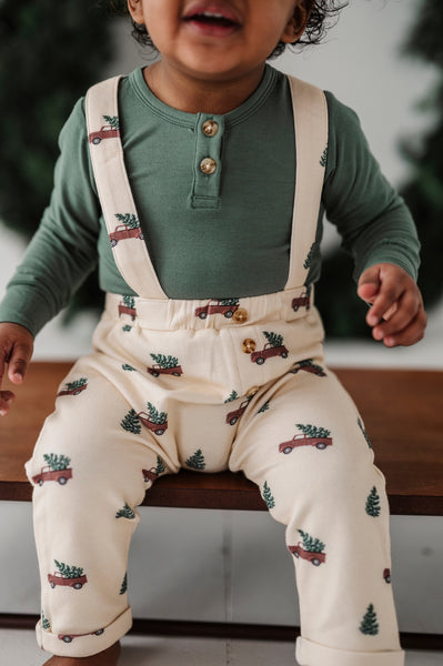 Baby Suspender Overalls - Christmas Truck