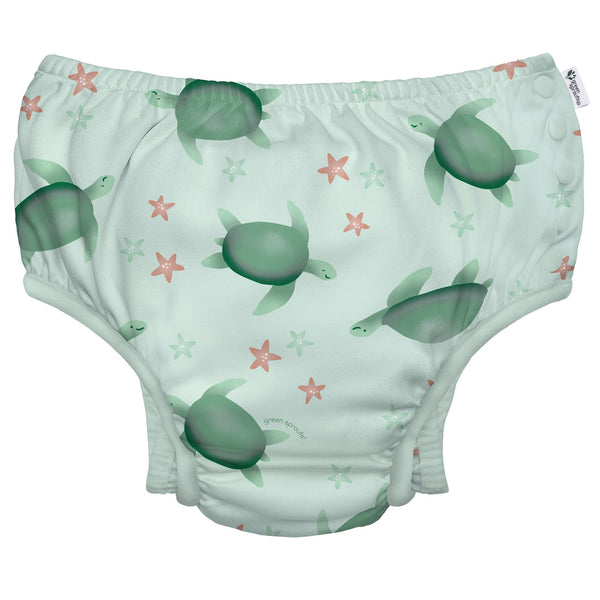 Eco Snap Swim Diaper - Light Sage Turtle