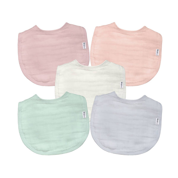 Organic Cotton Muslin Bibs (Pack of 5) - Various Colors