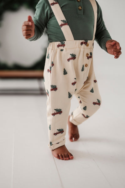 Baby Suspender Overalls - Christmas Truck