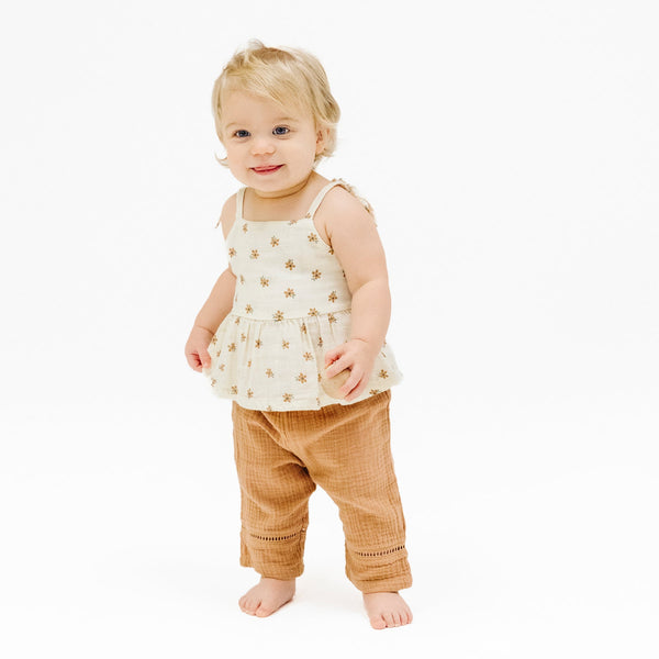 Peplum Tank and Smocked Waist Pants - Bitty Blooms