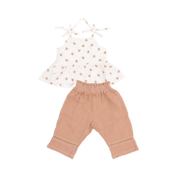 Peplum Tank and Smocked Waist Pants - Bitty Blooms