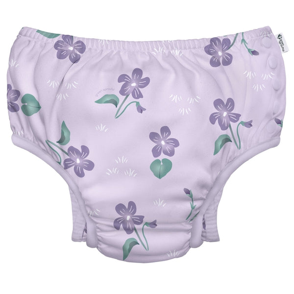 Eco Snap Swim Diaper with Gusset - Light Lavender Violets