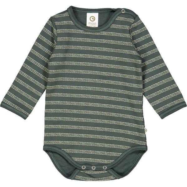 Long Sleeve Bodysuit - Balance Green Stripe