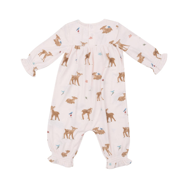 Smocked Romper - Soft Deer