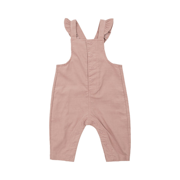 Ruffle Overalls - Cord Misty Rose