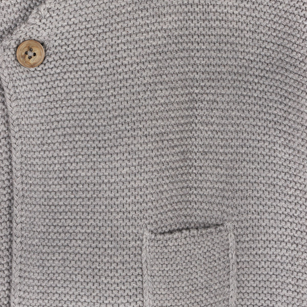 Hooded Button & Pocket Sweater - Heather Grey