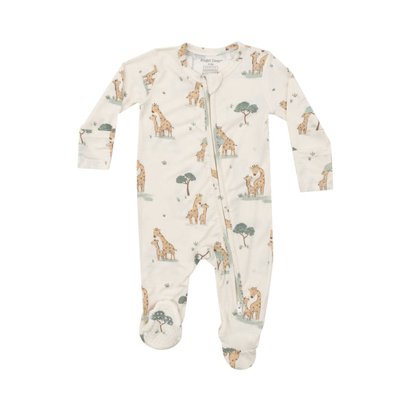 Bamboo Zipper Footie - Giraffe Families