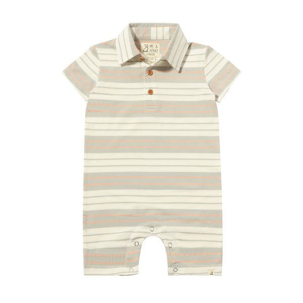 Drift Polo Romper - Grey/White