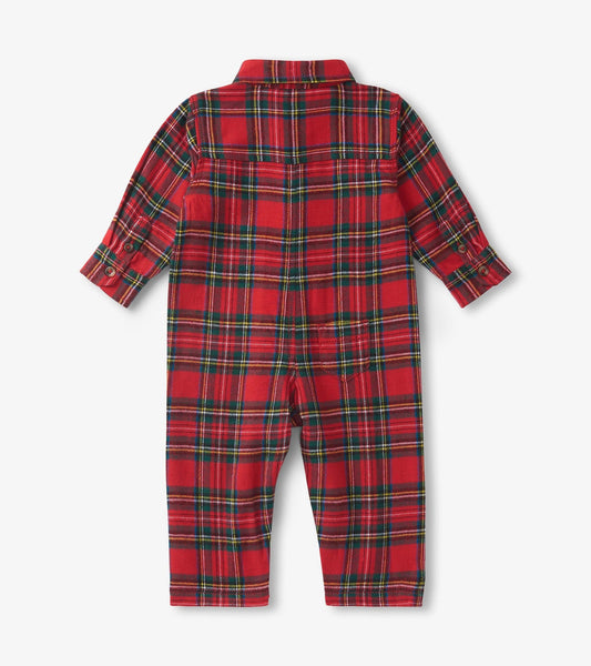 Baby Red Plaid Button Down Romper