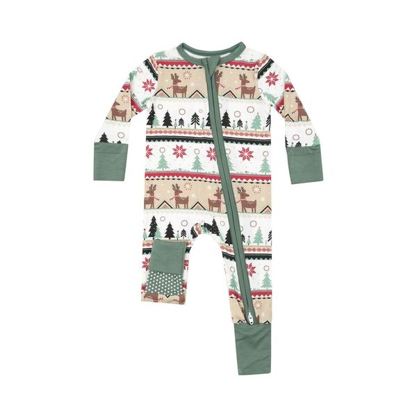 Bamboo Zipper Romper - Reindeer Fair Isle