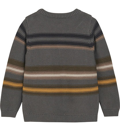 Long Sleeve Knit Pullover - Gargoyle Stripe