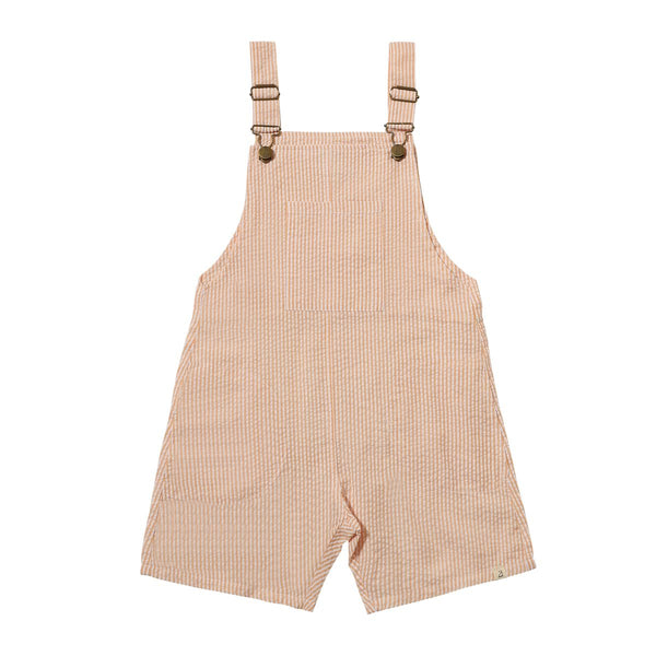 Galleon Woven Overalls - Gold and White Seersucker