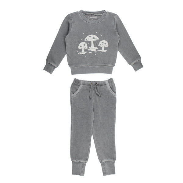 Printed Cozy Sweatshirt & Jogger Set (Toddler) - Mist Mushrooms