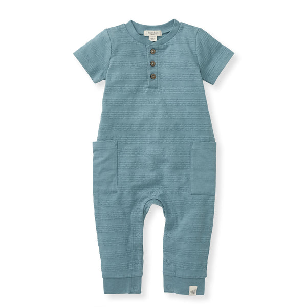 Dotted Jacquard Jumpsuit - Smoke Blue