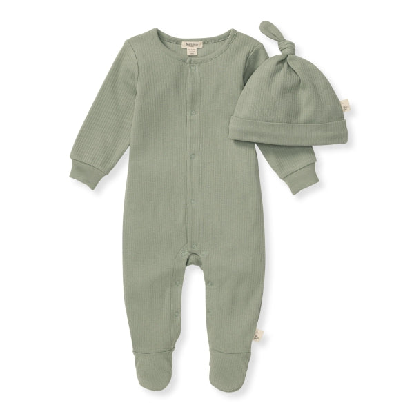 Ribbed Jumpsuit & Hat Set - Marine Green