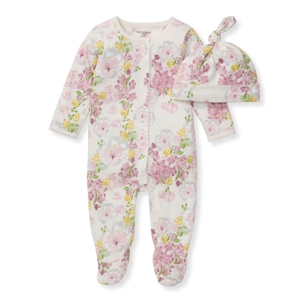 Floral Field Jumpsuit & Hat Set - Spanish Purple