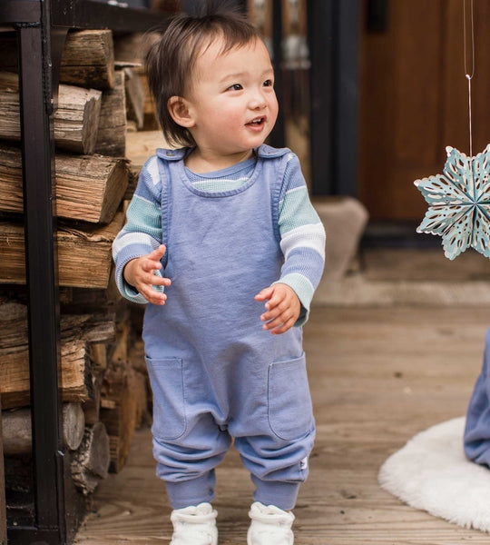 Around the World Stripe Bodysuit and Overall Set